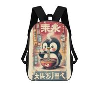sinyumoney Penguin Eating Ramen in Japanese Setting Mochila, Mochila Infantil, Mochila Escolar Para Estudiantes, Mochila Para Libros, Mochila Escolar Impresa En 3D Para Niños Y Niñas 17inch