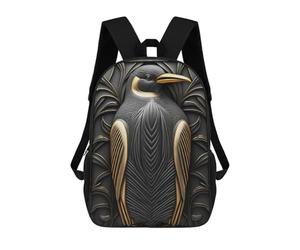 sinyumoney Penguin Gold Relief Deco Mochila De Viaje Para La Universidad, Mochilas Para El Campus, Viajes Al Aire Libre Y Deportes 17inch
