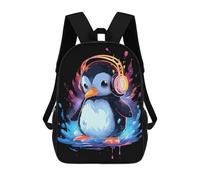 sinyumoney Penguin Headphones Drip Mochila Escolar Impresa En 3D Para Niños 17inch Mochilas Para Niños Y Niñas, Mochilas Escolares Para Niños, Mochilas De Viaje