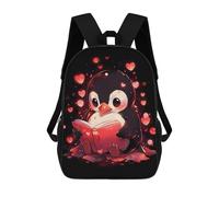 sinyumoney Penguin Hearts Books Mochila Infantil, Mochila Escolar De Gran Capacidad Para Estudiantes, Mochila Para Libros, Mochila Para Niños, Niñas, Adultos Y Adolescentes 17inch