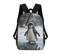 sinyumoney Penguin in Hoodie on Ice Mochila De Moda Para Papelería, Impermeable, Informal, Para Niños/niñas/adolescentes 17inch