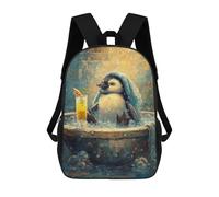 sinyumoney Penguin in Tub with Cocktail Painting Mochila Escolar Infantil De 17 Pulgadas Con Estampado 3D De Películas De Anime Para Niños, Mochila De Viaje, Mochila Escolar Infantil
