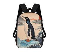 sinyumoney Penguin Japanese Art Mochila, Mochila Infantil, Mochila Escolar Para Estudiantes, Mochila Para Libros, Mochila Escolar Impresa En 3D Para Niños Y Niñas 17inch
