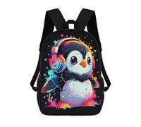 sinyumoney Penguin Paint Headphones Mochilas Para Niños Y Estudiantes, Mochilas Escolares Impresas En 3D, Mochilas Para Estudiantes De Primaria Y Secundaria, Mochilas Para Niños Y Niñas 17inch