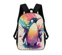 sinyumoney Penguin Rainbow Mochila Con Bolsillo Mochilas Impresas En 3D, Mochilas De Viaje, Mochilas Para Libros, Mochila Escolar Para Niños 17inch