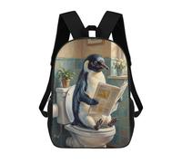 sinyumoney Penguin Reading Newspaper on Toilet Mochila Escolar Ligera E Informal Para El Día A Día, Ideal Para La Escuela, El Trabajo O Los Viajes 17inch