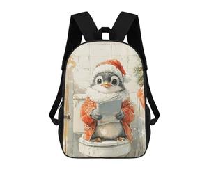 sinyumoney Penguin Reading on Toilet Mochila Escolar Infantil Impresa En 3D Para Niños, Mochilas De Viaje De Alta Capacidad, Bolsas Para Libros, Mochila Escolar Infantil 17inch