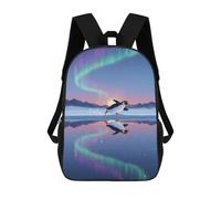 sinyumoney Penguin Skating on Ice with Aurora Mochila Escolar Infantil Impresa En 3D Para Niños, Mochilas De Viaje, Bolsas Para Libros, Mochila Escolar Infantil 17inch