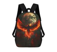 Sinyumoney Penguin Stained Glass Mochilas Escolares Para Niños, Bolsa De Escuela Impresa En 3D Para Niños, Estudiantes De Primaria Y Colegio, Phoenix Full Moon, 17"