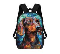 Sinyumoney Penguin Stained Glass Mochilas Escolares Para Niños, Bolsa De Escuela Impresa En 3D Para Niños, Estudiantes De Primaria Y Colegio, Dachshund Dog, 17"