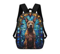 Sinyumoney Penguin Stained Glass Mochilas Escolares Para Niños, Bolsa De Escuela Impresa En 3D Para Niños, Estudiantes De Primaria Y Colegio, Pit Bull Dog Stained Glass, 17"