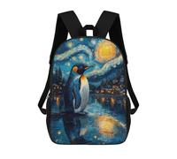 sinyumoney Penguin Under Starry Night Mochila De Moda Para Papelería, Impermeable, Estilo Casual, Para Hombres Y Mujeres 17inch