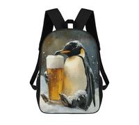 sinyumoney Penguin with Beer Glass in Snow Mochila Escolar Grande Resistente Al Agua Para Portátil Para Niñas, Niños Y Adolescentes 17inch