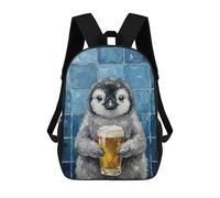 sinyumoney Penguin with Beer Painting Mochilas Infantiles Mochila Escolar Impresa En 3D Para Niños Mochilas De Viaje Bolsas Para Libros Para Niños 17inch Mochila Escolar