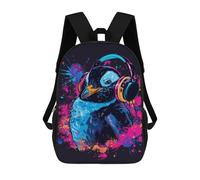 sinyumoney Penguin with Headphones Art Print Mochila Escolar Grande Resistente Al Agua Para Portátil Para Niñas Y Adolescentes 17inch