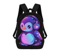 sinyumoney Penguin with Headphones Mochilas Para Niños Mochila Escolar Mochila Escolar Impresa En 3D Mochilas Escolares De Moda Para Niños De Primaria Y Secundaria 17inch