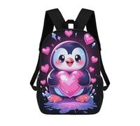 sinyumoney Penguin with Hearts Mochila De Peluche Con Dibujos Animados, Mochila 3D Para Niños, Bolsa Escolar, Idea De Regalo De Cumpleaños Para Niños Y Niñas 17inch