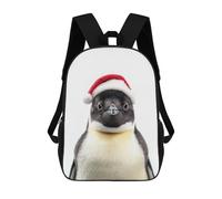 sinyumoney Penguin with Santa Hat Mochila Infantil Para Niñas, Mochila Escolar 3D, Mochila Para Niños Pequeños, Mochila Informal De Día, Mochila Escolar De Moda 17inch