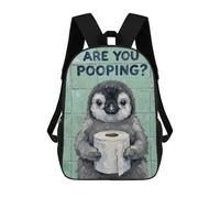 sinyumoney Penguin with Toilet Paper Painting Mochilas Escolares Para La Escuela Secundaria, Preparatoria, Universidad Y Viajes Para Niñas Y Adolescentes 17inch