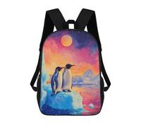 sinyumoney Penguins on Iceberg Under Colorful Sky Mochila Escolar Impresa En 3D Mochila Escolar De Moda Para Niños Mochilas Para Niños Estudiantes De Secundaria 17inch