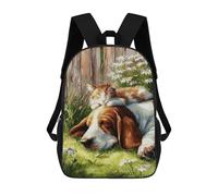 sinyumoney Pet Nap in Daisy Field Mochila Escolar Ligera Para Aeropuerto, Estudiantes Universitarios, Mochila Para Niños/niñas/adolescentes 17inch