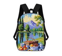 sinyumoney Picnic by The Lake Painting Mochila Escolar Infantil Impresa En 3D, Mochila Informal De Moda Para Niños, Mochila De Viaje De Alta Capacidad Para Libros Para Niños 17inch