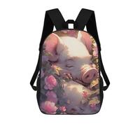 sinyumoney Pig in Flowers -10 Mochila Infantil, Mochila Escolar De Gran Capacidad Para Estudiantes, Mochila Para Libros, Mochila Para Niños, Niñas, Adultos Y Adolescentes 17inch