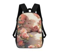 sinyumoney Pig in Flowers -6 Mochila Escolar Para Niños, Mochila Escolar De Gran Capacidad Para Niños, Mochila Escolar 3D, Regalos Para Niños 17inch