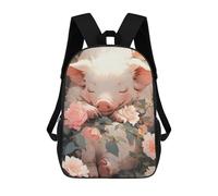 sinyumoney Pig in Flowers -7 Mochila Escolar Infantil Impresa En 3D Para Niños, Mochilas De Viaje De Alta Capacidad, Bolsas Para Libros, Mochila Escolar Infantil 17inch