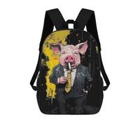 sinyumoney Pig in Suit Smoking Cigarette Art Mochilas Infantiles Impresas En 3D Para Niños, Mochilas Escolares De Moda, Mochilas De Viaje, Mochilas Escolares Para Niños De Primaria 17inch