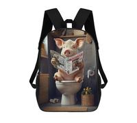 sinyumoney Pig Reading Newspaper on Toilet Mochilas Infantiles Impresas En 3D, Mochilas De Moda Informales, Mochilas De Viaje Bonitas, Mochilas Informales Para Exteriores Para Niños Y Niñas 17inch