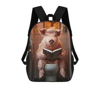 sinyumoney Pig Reading on Toilet Mochilas Para Niños Y Estudiantes, Mochilas Escolares Impresas En 3D, Mochilas Para Estudiantes De Primaria Y Secundaria Para Niños Y Niñas 17inch