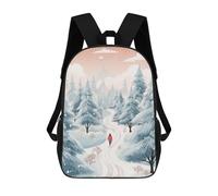sinyumoney Pine Forest Winter Walk Mochila De Moda Para Papelería, Impermeable, Informal, Para Niños/niñas/adolescentes 17inch