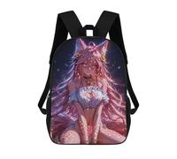 sinyumoney Pink Anime Fox Girl Mochila Escolar, Bolso De Negocios, Bolso Para Portátil Duradero Para Campus, Actividades Al Aire Libre, Viajes Y Deportes 17inch