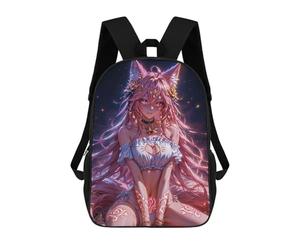 sinyumoney Pink Anime Fox Girl Mochila Escolar, Bolso De Negocios, Bolso Para Portátil Duradero Para Campus, Actividades Al Aire Libre, Viajes Y Deportes 17inch