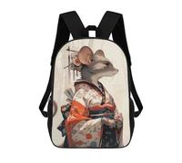 Sinyumoney Pink Cherry Blossom Cave Mochila escolar impresa en 3D para niños y niñas, mochila portátil para niños, estudiantes/adultos, Edo Geisha Mouse, 17"