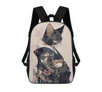 Sinyumoney Pink Cherry Blossom Cave Mochila escolar impresa en 3D para niños y niñas, mochila portátil para niños, estudiantes/adultos, Edo Cat Geisha, 17"