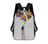 Sinyumoney Pink Cherry Blossom Cave Mochila escolar impresa en 3D para niños y niñas, mochila portátil para niños, estudiantes/adultos, Pintor de pared de graffiti, 17"
