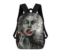 Sinyumoney Pink Cherry Blossom Cave Mochila escolar impresa en 3D para niños y niñas, mochila portátil para niños, estudiantes/adultos, Smoking Lady With Red Lips, 17"