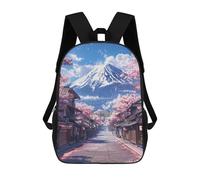 Sinyumoney Pink Cherry Blossom Cave Mochila escolar impresa en 3D para niños y niñas, mochila portátil para niños, estudiantes/adultos, Pastel Fuji Mountain, 17"