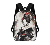 Sinyumoney Pink Cherry Blossom Cave Mochila escolar impresa en 3D para niños y niñas, mochila portátil para niños, estudiantes/adultos, Geisha de belleza, 17"