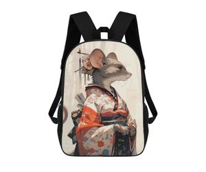 sinyumoney Pink Cherry Blossom Cave Mochila Escolar Ordenador Mochila para Escuela/Trabajo/Viajes para Niñas Niños Adolescentes, Edo Geisha Mouse, 17"