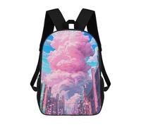 sinyumoney Pink Cloud Cityscape Mochilas Escolares Para La Escuela Secundaria, Preparatoria, Universidad Y Viajes Para Niños/niñas/adolescentes 17inch