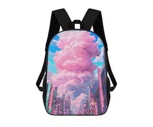 sinyumoney Pink Cloud Cityscape Mochilas Escolares Para La Escuela Secundaria, Preparatoria, Universidad Y Viajes Para Niños/niñas/adolescentes 17inch