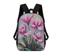 sinyumoney Pink Cyclamen Flowers Painting Mochila Escolar Para Niños Mochila Escolar Impresa En 3D Mochila Escolar De Moda Para Niños De Primaria Y Secundaria 17inch