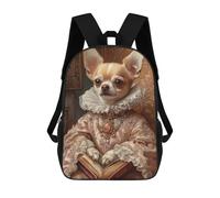 sinyumoney Pink Elegance Chihuahua Royal Dog Wall Art Chihuahua in Royal Attire Mochila Escolar Para Niñas Y Niños, Mochilas De Gran Capacidad, Mochilas Ligeras Para Niños Y Estudiantes 17inch