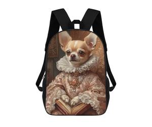 sinyumoney Pink Elegance Chihuahua Royal Dog Wall Art Chihuahua in Royal Attire Mochila Escolar Para Niñas Y Niños, Mochilas De Gran Capacidad, Mochilas Ligeras Para Niños Y Estudiantes 17inch