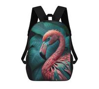 sinyumoney Pink Flamingo with Leaf Mochila Escolar Grande Resistente Al Agua Para Portátil Para Niñas, Niños Y Adolescentes 17inch