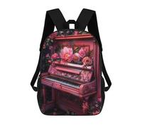 sinyumoney Pink Floral Piano Mochila, Mochila Escolar Impresa En 3D, Bolsa Para El Almuerzo Escolar, Mochila De Viaje, Mochila Para Amigos, Mochila Escolar Para Niñas Y Niños 17inch