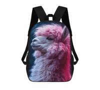 sinyumoney Pink Fluffy Alpaca Portrait Mochila Escolar Impresa En 3D 17inch Mochila Escolar Infantil Mochilas De Viaje Mochila Informal De Moda Para Niños Y Estudiantes